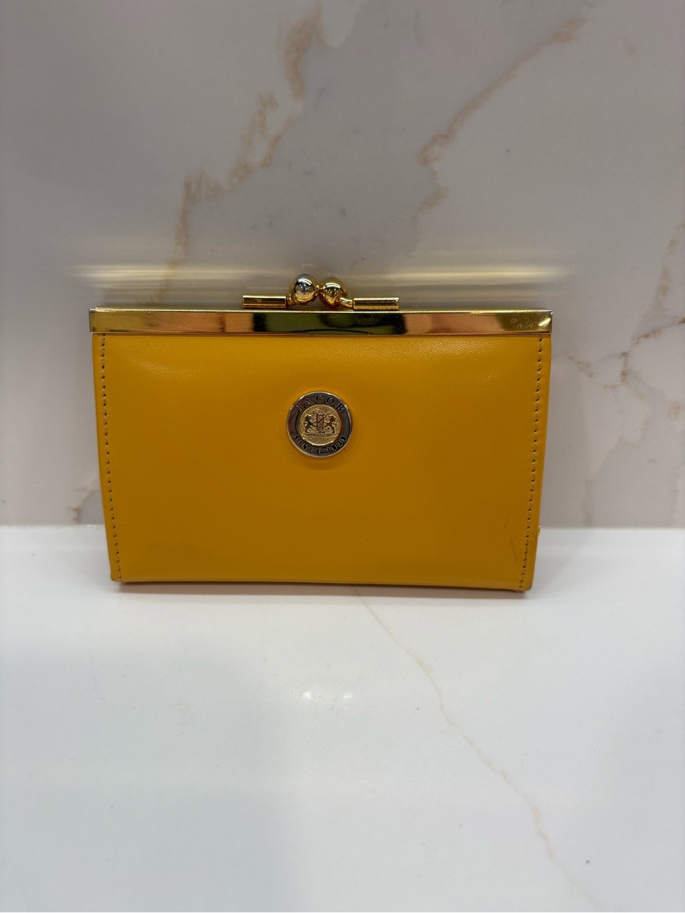 JC Jacob Yellow Women's Wallet with Gold Trim.